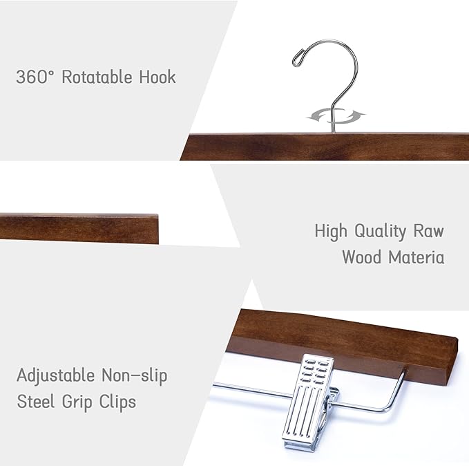 Nature Smile Wooden Pants Skirt Trousers Hangers - Image 4