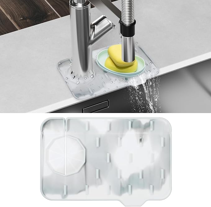 Sink Faucet Splash Guard Mat Silicone Soap Dish Pad Faucet Handle Drip Catch - Image 8