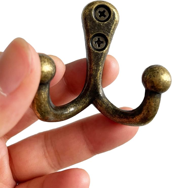 5 Pack Coat Hooks Heavy Duty Vintage Double Wall Hook Strong Entrance Hangers - Image 4