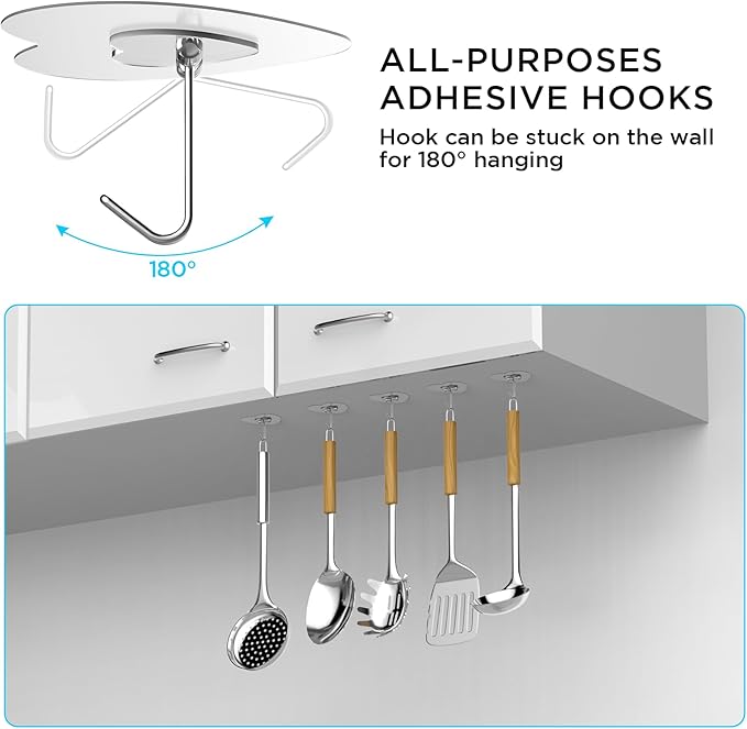 Adove Adhesive Hooks for Hanging, 24 Pack Heavy Duty Wall Hooks, Towel Coat - Image 2