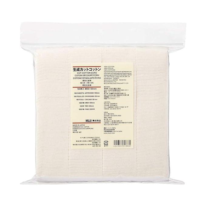 MUJI Makeup Facial Soft Cut Cotton Unbleached 60x50 mm 180pcs - Image 2