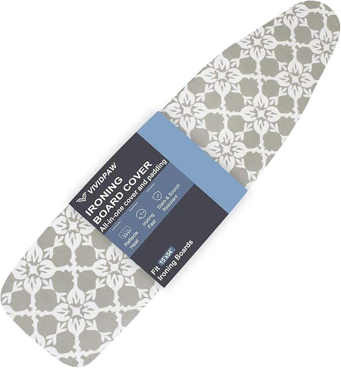 Ironing Board Cover and Pad, Thick Padding, Elastic Edge, Silicone Coated by VividPaw