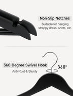 StorageWorks Black Wooden Hangers 30 Pack, Heavy Duty Wood Hangers - Image 5