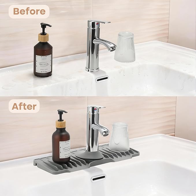 15.75 Inch kitchen Sink Faucet Mat, Silicone Sink Protector&Splash Guard - Image 6