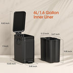 Small Bathroom Trash Can with Lid Soft Close, 6L / 1.6 Gallon Stainless Steel - Image 6