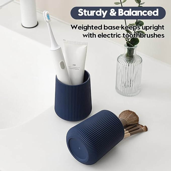 Navy Blue Striped Toothbrush Holder - Image 4