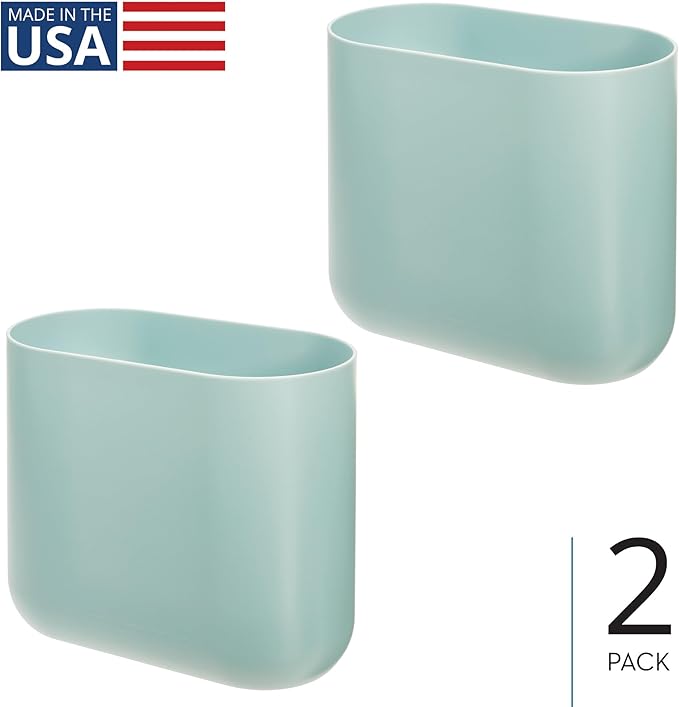 iDesign Small Slim Plastic Bathroom Trash Can, Garbage Can - Image 2