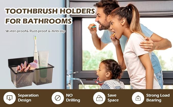 SOUNXUN® Toothbrush Holder Bathroom Toothbrush Holder Set Countertop Bathroom - Image 4