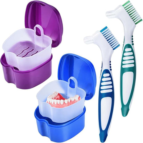 2 Pack Denture Bath Case Cup Box Holder Storage Container by KISEER