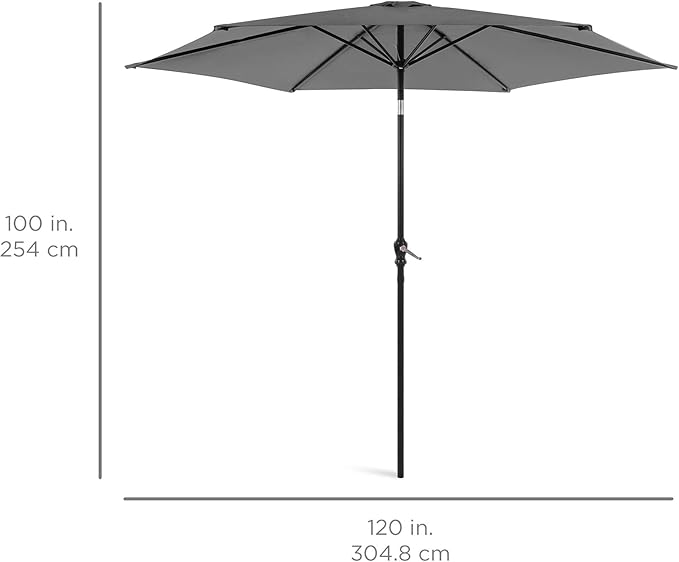 Best Choice Products 10ft Outdoor Table Compatible Steel Polyester Market Patio Umbrella w/Crank and Easy Push Button Tilt - Image 7