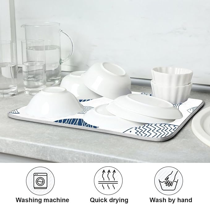 Cartoon Fish Dish Drying Mat for Kitchen Counter Absorbent Microfiber Drying Pad - Image 7