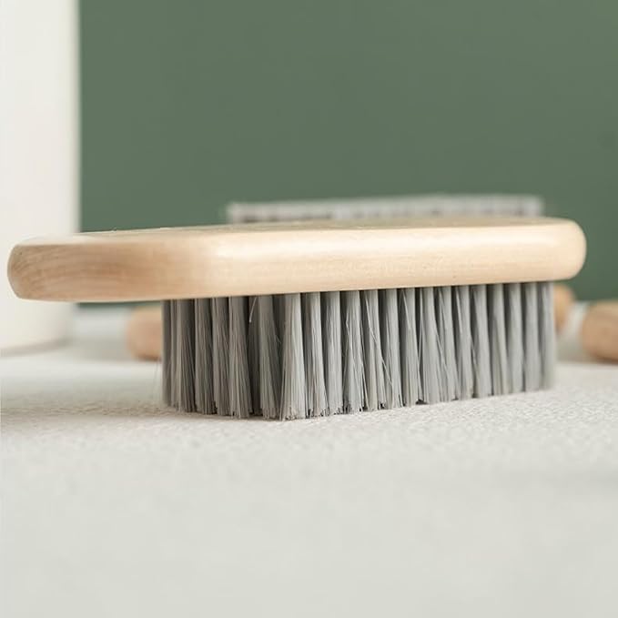 2PCS Wood Laundry Brush, Clothing Stain Remover Scrubber, Soft Bristle - Image 4