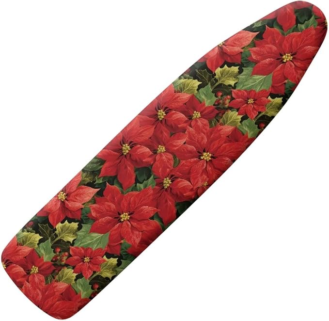 Poinsettia Print Iron Cover for Ironing Board Scorch Resistant Dirt-Proof by Wanzuoeng
