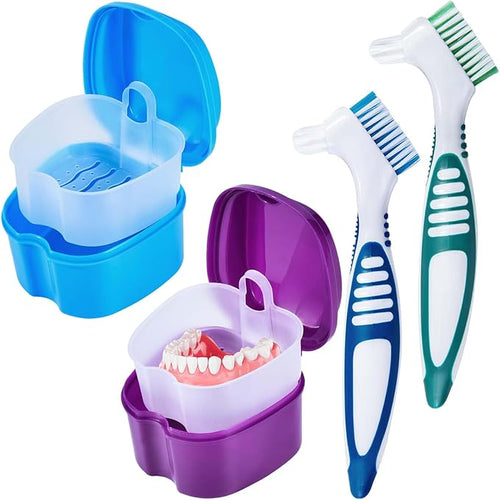 2 Pack Denture Bath Case Cup Box Holder Storage Container by KISEER