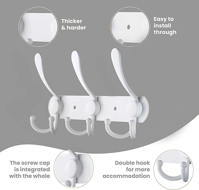 Coat Rack Wall Mounted, 3 Tri Stainless Steel Coat Hook - Image 2