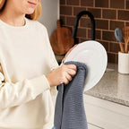 Serafina Home Slate Blue Gray Grey Kitchen Hand Dish Towels: Oversized 28" x 18" - Image 5