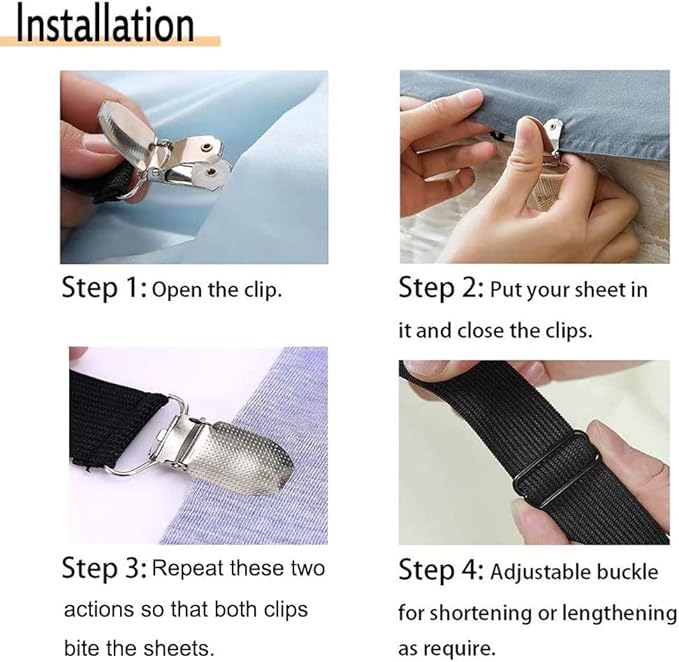 8Pcs Adjustable Bed Sheet Straps Clips, Elastic Mattress Sheet Fasteners Holder - Image 5