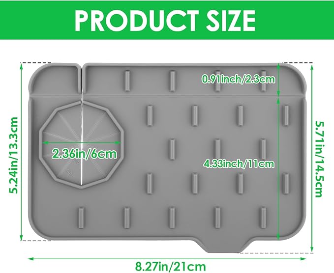 Silicone Sink Faucet Splash Guard Mat, Soap Dish Pad, Drip Catch Sponge Holder - Image 3