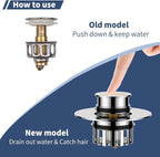 Universal 2 in 1 Bathtub Drain Stopper Bathtub Drain Hair Catcher，Pop-up Tub - Image 8