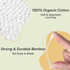 Bamboo Cotton Swabs 1000 Counts in Storage Box, Organic Cotton Buds - Image 2