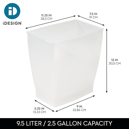 iDesign Small Plastic Bathroom Trash Can, Slim Rectangle Garbage Bin - Image 4