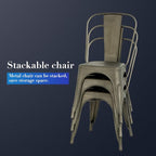 FDW Metal Chair Dining Chair Set of 4 Patio Chair Home Kitchen Chair 18 Inch Seat Height Dinning Room Chair Stackable Metal Bar Chairs Indoor Outdoor Chairs Tolix Bar Side Chair Dining Chair - Image 6