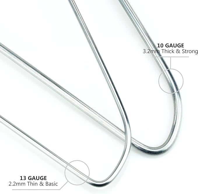 HANGERWORLD Silver Metal Wire Clothes Hangers 16inch 13 Gauge Clothes Garment - Image 7