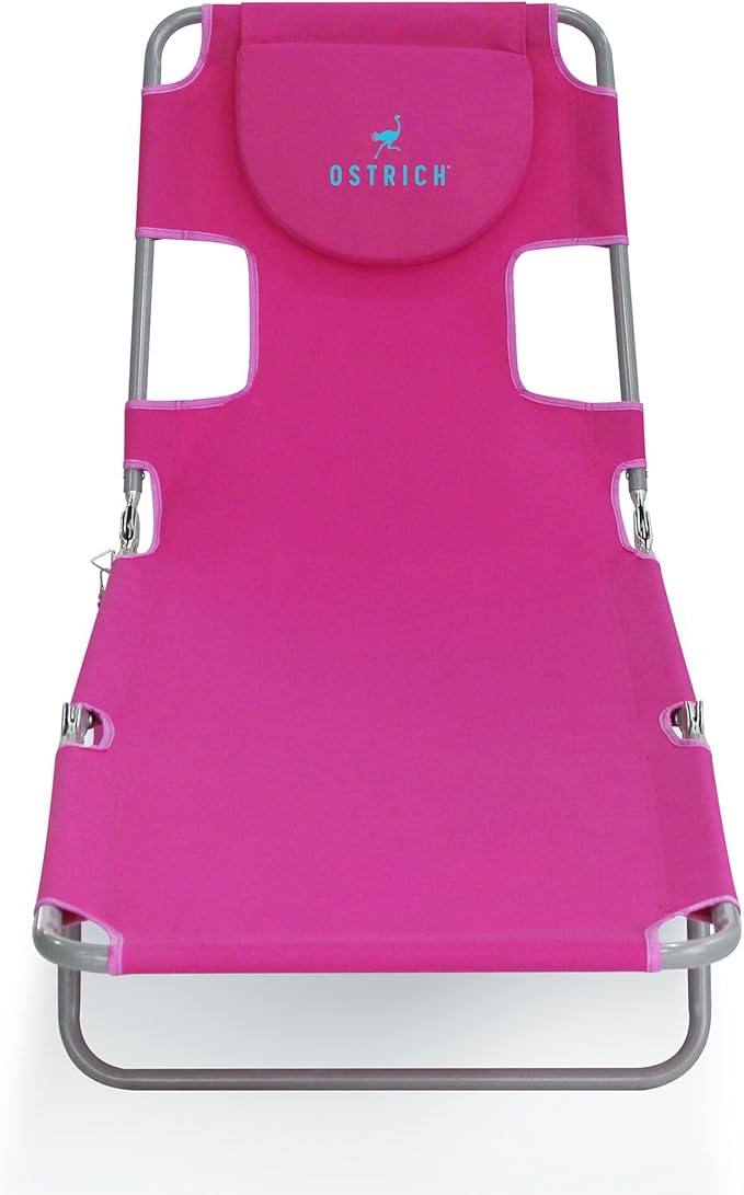 Ostrich Beach Lounge Chair, Folding & Reclining Outdoor Chaise Lounger, Pink - Portable Adjustable Recliner Chair for Lawn, Pool, Patio, Garden, and Yard - Image 8