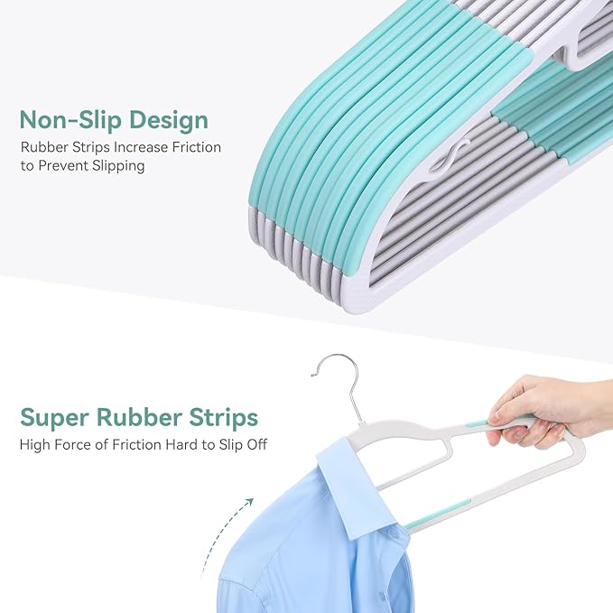 Pack of 30 Coat Hangers, Space-Saving Plastic Clothes Hangers, 0.2 Inches Slim - Image 3