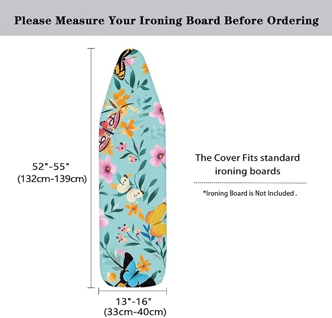 Floral Butterfly Ironing Board Cover and Pad 15x54 Inch, Iron Board Cover Large - Image 6