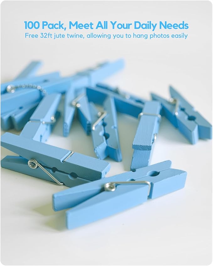 Clothes Pins Wooden Blue Colored Clothespins - Image 8