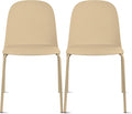 2xhome Set of 2 Modern Stackable Armless Dining Chairs | Plastic Shell Seat with Metal Legs | Indoor or Outdoor Use | Home Kitchen Patio, Beige by 2xhome
