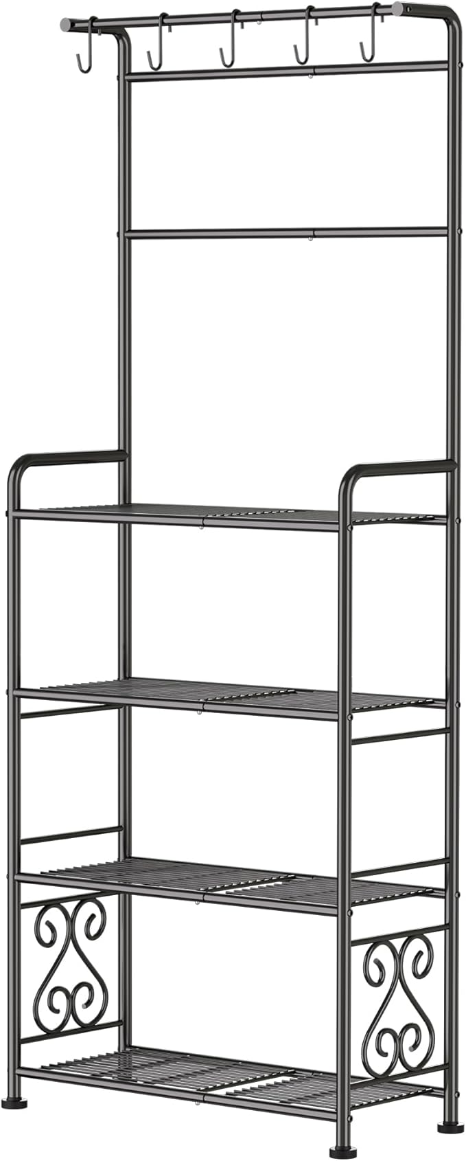 Plant Stand Indoor Outdoor Heavy Duty Metal - 68.4" Tall 4-Tier Shelf for Multiple Plants, Flowers, Rustproof Black Storage Rack for Patio, Balcony, Living Room, Garden, Includes Hooks&Adjustable Feet - Image 7