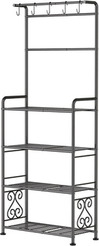 Plant Stand Indoor Outdoor Heavy Duty Metal - 68.4" Tall 4-Tier Shelf for Multiple Plants, Flowers, Rustproof Black Storage Rack for Patio, Balcony, Living Room, Garden, Includes Hooks&Adjustable Feet - Image 7