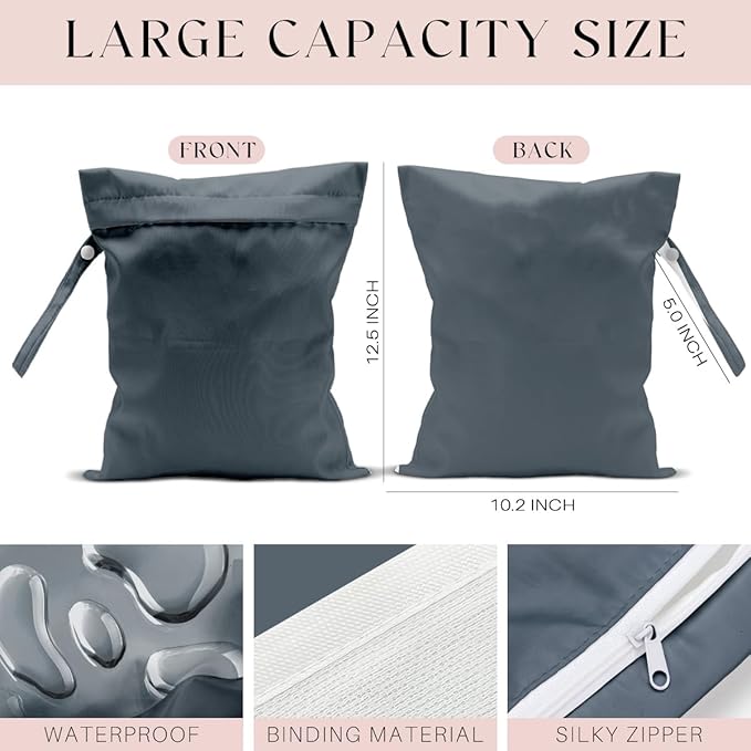 Waterproof Wet Bag for Swimsuit, Travel Beach Wet Dry Bag, Hidden Zipper - Image 2