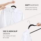 HOUSE DAY Premium Velvet Hangers 50 Pack Black, Non-Slip Flocked Felt Hangers - Image 3