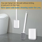 Silicone Toilet Brush and Holder Bendable Efficient Cleaning Wall Mounted - Image 3