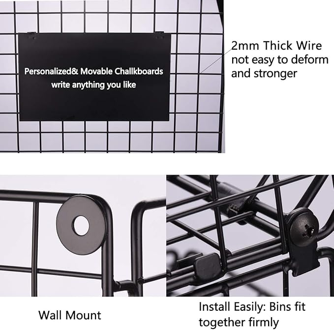 X-cosrack Metal Wire Basket Wall Mount, 3 Tier Wall Storage Basket Organizer - Image 5