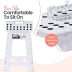 Delxo Folding Step Stool 17.5 Inch White Step Stools for Kids Foldable,Portable Collapsible Step Stool with Handle, Folding Stool for Kitchen Bathroom,Bedroom,Garden - Image 3