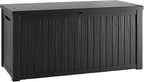 TARKARI 150 Gallon Lockable Resin Deck Box, Waterproof & UV-Resistant Outdoor Storage Box for Outdoor Cushion Storage, Garden Tools & Pool Accessories Storage, Black by Home