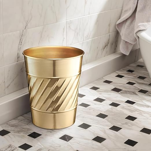 Monarch Abode Metal Bathroom Trash Can – Waste Basket - Image 4