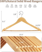 AMKUFO Wooden Hangers 20 Pack Wood Suit Hangers Non Slip Wooden Coat Hangers - Image 2
