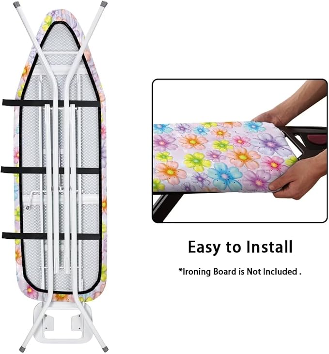 Sprowallow Colorful Flowers Ironing Board Cover and Pad Full Size Ironing Board - Image 5