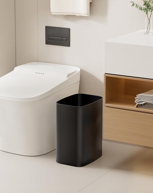 Cesun Small Bathroom Trash Can, 3.4 Gallon Metal Garbage Can, Slim Stainless - Image 2