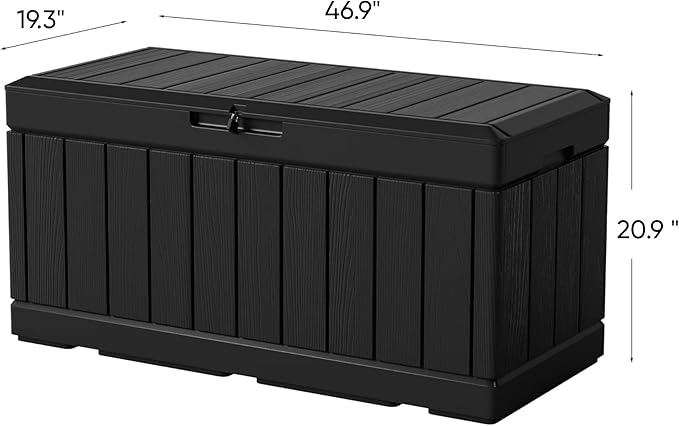 Greesum 82 Gallon Resin Deck Box All Weather Large Outdoor Storage for Patio Furniture, Toys, Garden Tools, Lockable, Black - Image 6