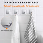 Heavy Duty Adhesive Towel Hooks Stick on Towel Hanger Wall Holder Waterproof - Image 4