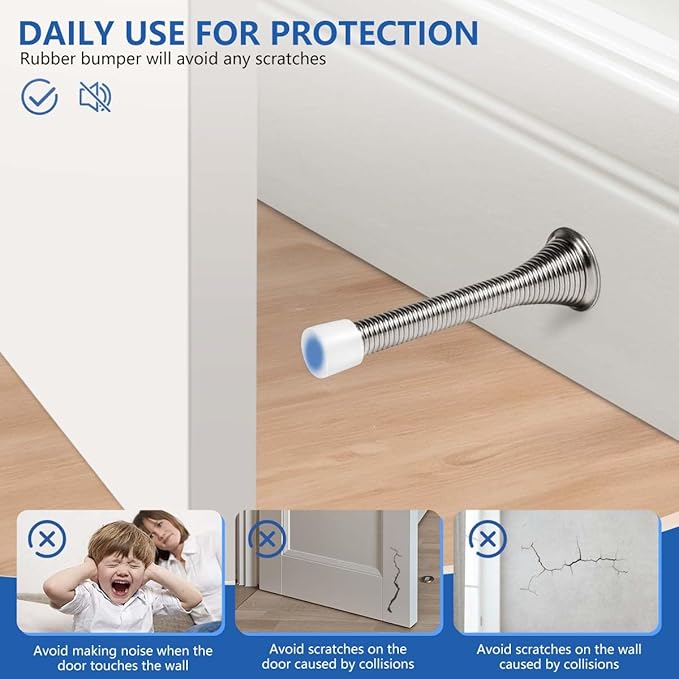 24 Pack Spring Door Stops 3 1/4 Inch Flexible Heavy Duty Spring Door Stopper - Image 4