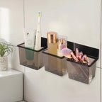 Bathroom Toothbrush Holder Set Modern Black Metal Clear Plastic Toothbrush - Image 2