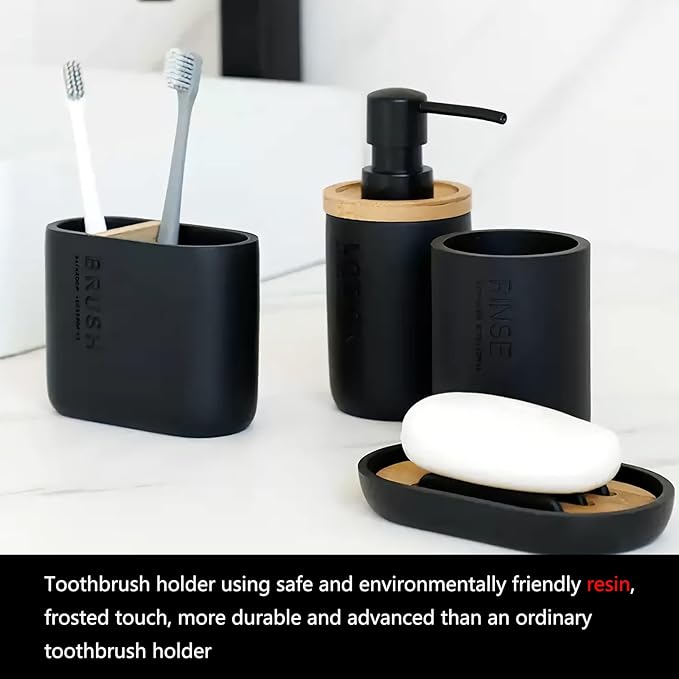 rejomiik Toothbrush Holders Resin Bamboo Tooth Brushing Holder - Image 4