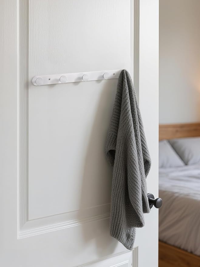 1 Pack Coat Rack Wall Mounted White Towel Hooks - Image 6